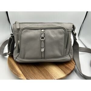 Versatile Gray and Silver Crossbody Bag with Adjustable Strap